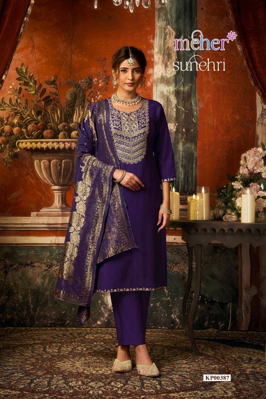 SUNEHRI By Meher Fashion Stylish Beautiful Colourful Silk Dresses At Wholesale Price